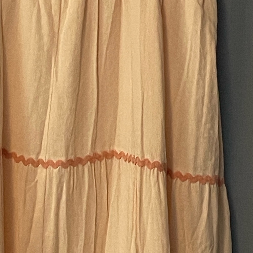 LC Lauren Conrad Tiered Pinafore Dress Cream Lt Pink Ruffle Strap Sundress L NEW - Picture 5 of 5
